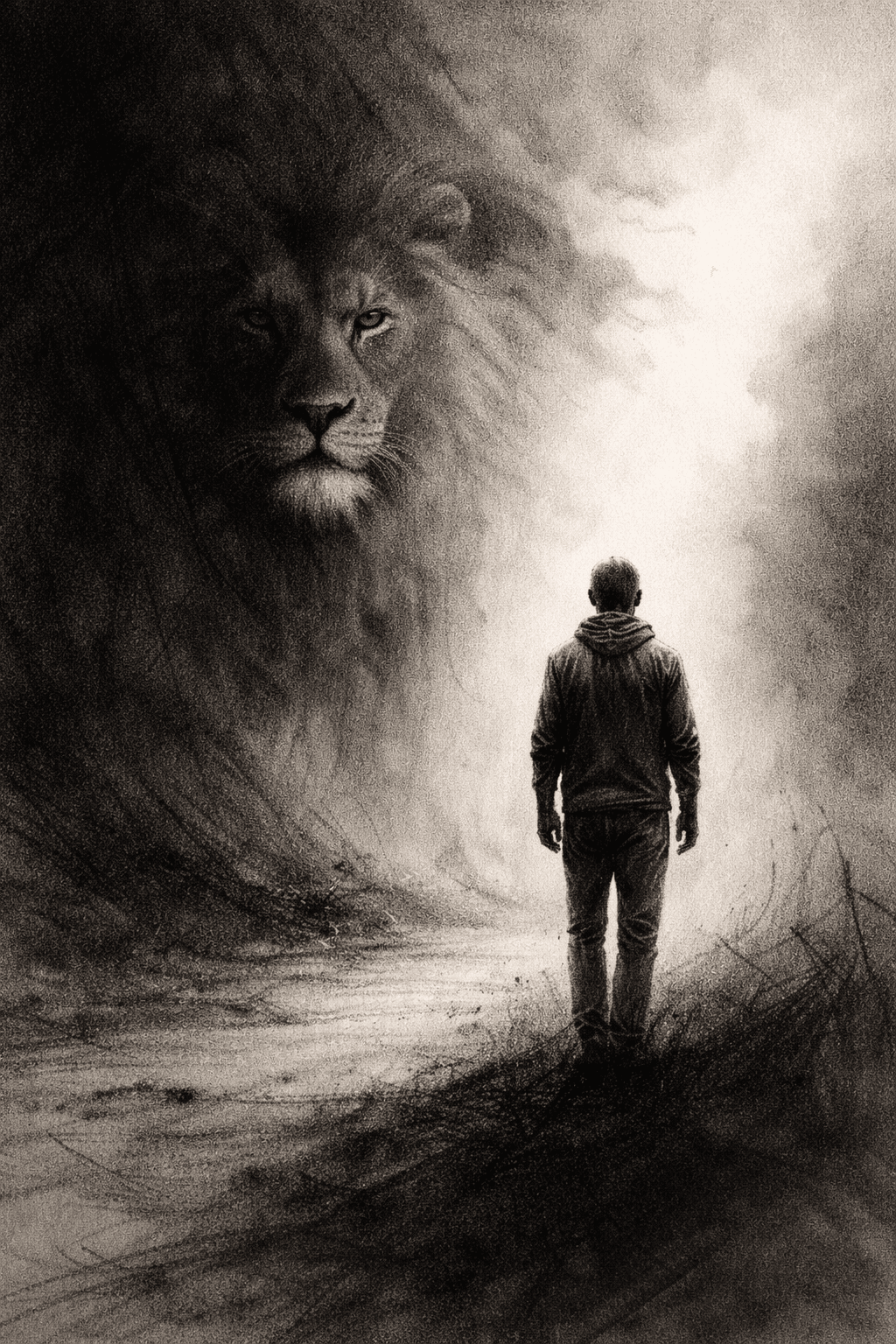 A serious, reflective illustration evoking purpose, consequence, and the search for meaning.